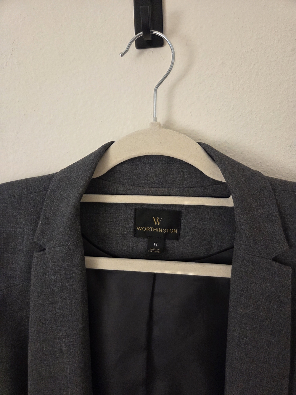 Worthington Dark Gray Single-Button Women's Blazer - Picture 2 of 4